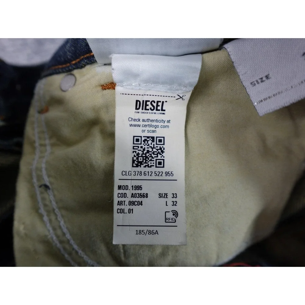 Diesel‎ Library 1995 09C04 W33 L32 Slimt Straight Fit Mens Jeans Blue Sand